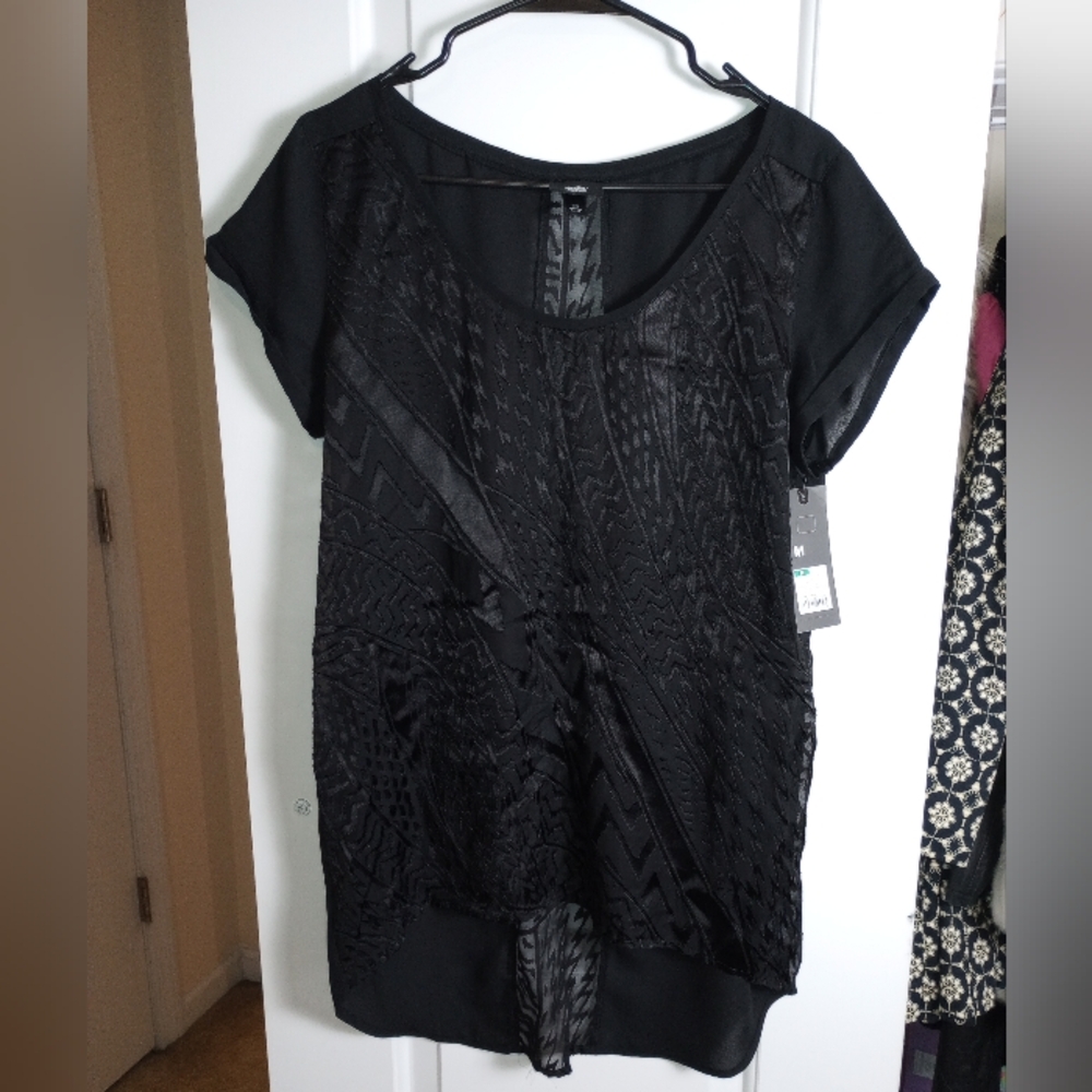 Massimo Black Boxy Blouse with Relaxed Fit